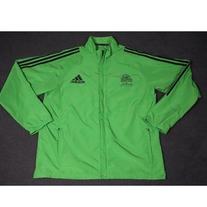 Adidas Windbreaker Jacket Mens XL Green Boston Marathon Graphic Athletic Running